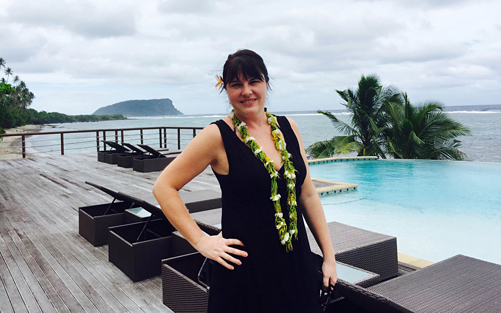 Natalia Kovacs at Aga Reef Resort and Spa in Lalomanu, Samoa