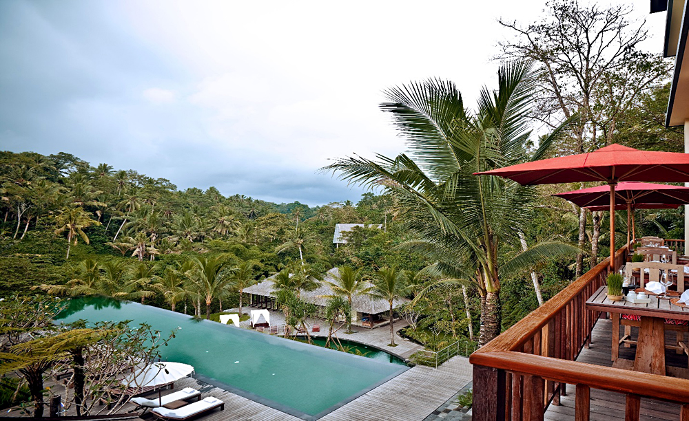 Komaneka at Bisma - Aerial View of Main Pool and Restaurant, Ubud, Bali