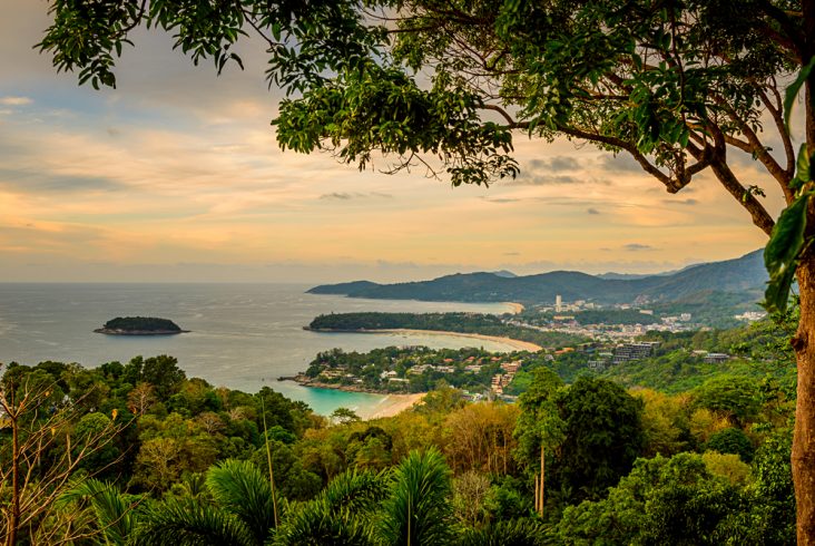 Sunset View of Karon Beach and Kata Beach from Karon Viewpoint, Phuket, Thailand