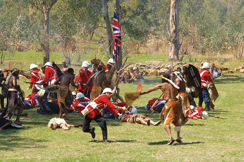 Battlefield reinactment of Battle of Talana Hill, which took place during Second Boer War