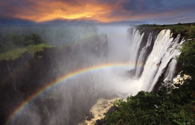 Victoria Falls over Sunset, Zambia