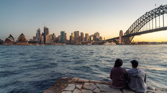 Couple overlooking the Sydney Harbour